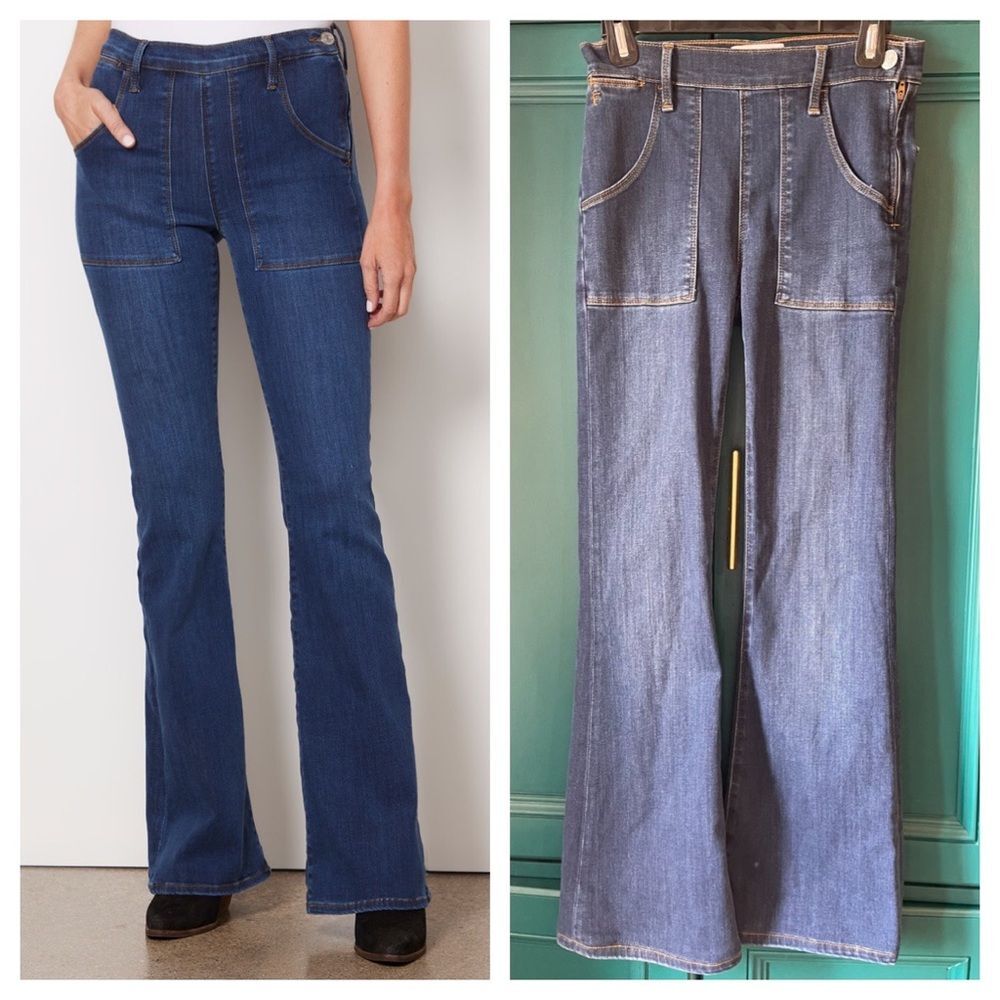 FRAME Le Flare Francoise Jeans 25 High Waist Flare Stretch Denim Retro Wide Leg
